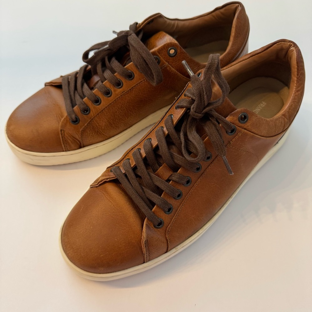 Franco Fortini Devon Cognac Leather Lace-up Sneakers Size 9